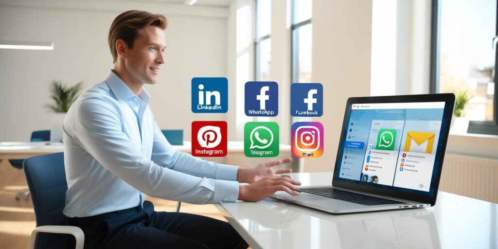 Man Sharing Jobs On Linkedin, Whatsapp, Facebook, Instagram, Telegram, Email, And More.