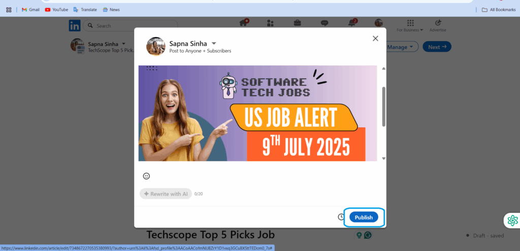 Click On Publish