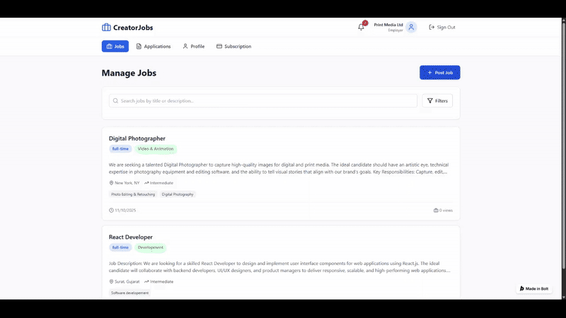 Step-by-Step Guide to Build a Job Board With Bolt 