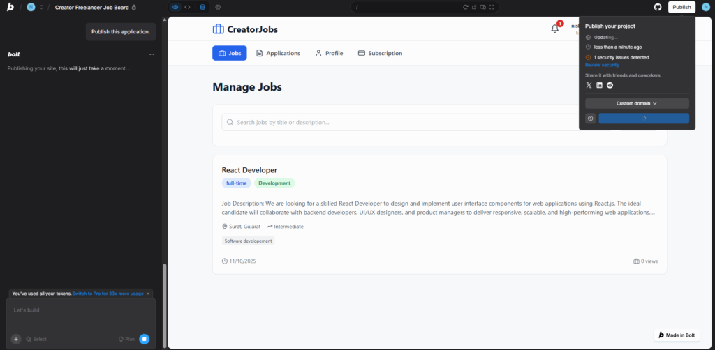 Tip for beginners to built a job board using bolt.